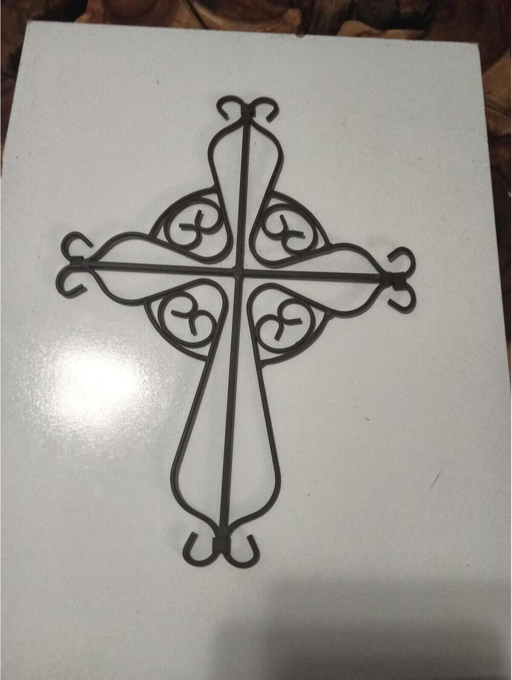 Decorative Wrought Iron Wall Cross 16.5x11.5"